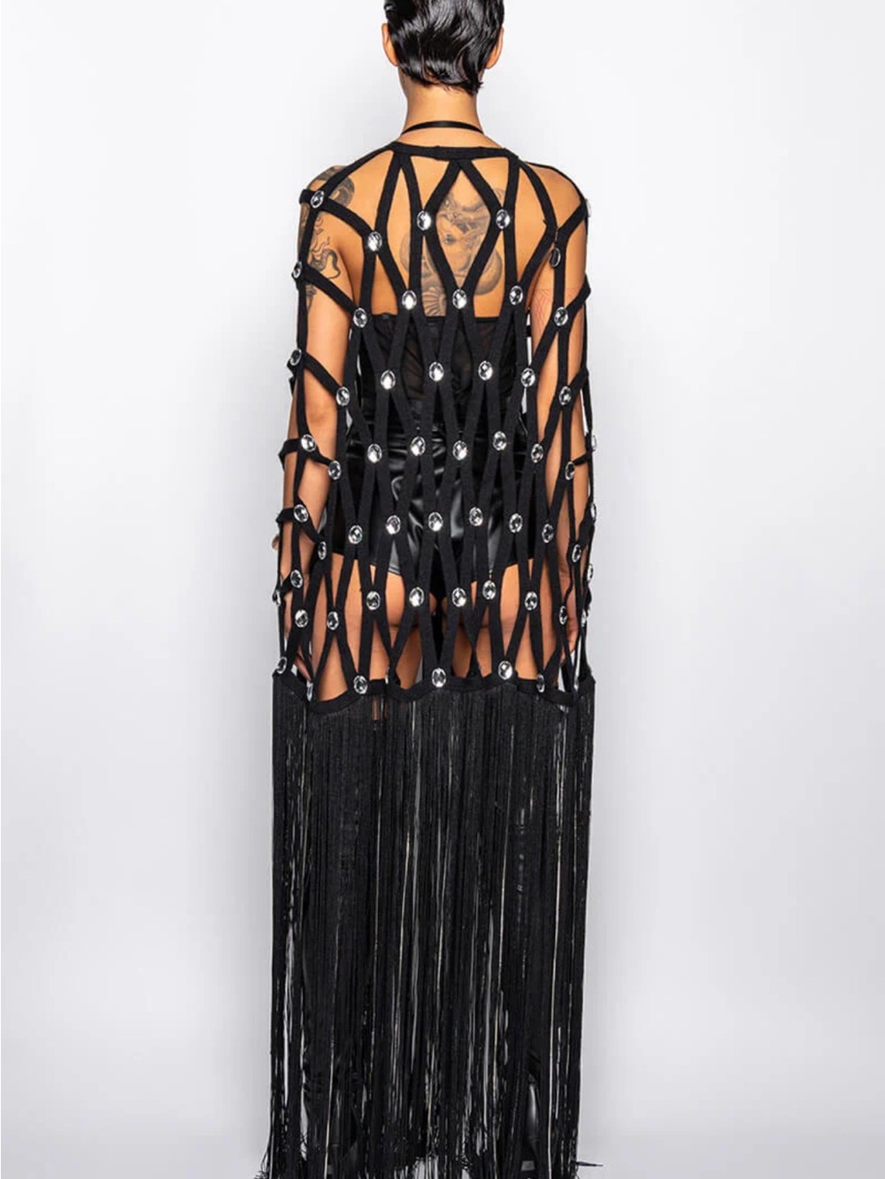 ZELINA FRINGE EMBELLISHED LONG CARDIGAN by Akira - Picture 7 of 8